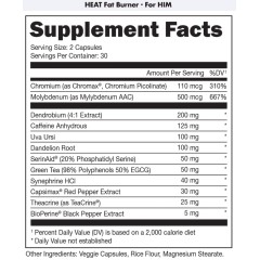 BUCKED UP, HEAT Fat Burner, PREMIUM жиросжигатель для него, 60 капсул (30 порций) 